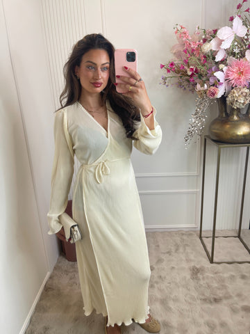 Yara long rib dress crème