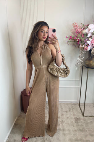 Beau rib jumpsuit beige