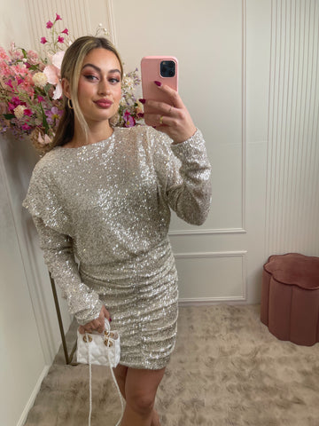 daisy pailletten dress silver