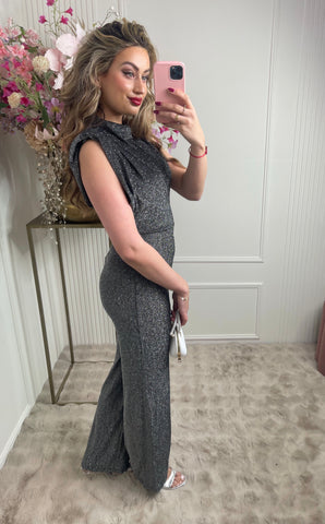 Sydney glitter jumpsuit silver