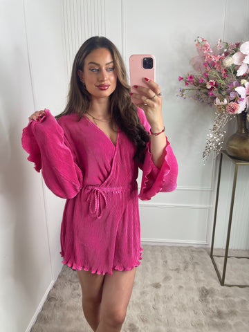 Rib playsuit fuchsia pink