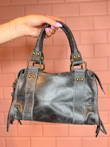 inspired real leather bag grey