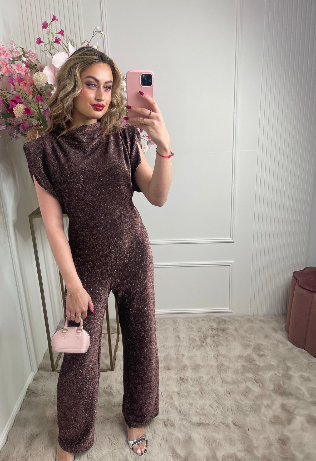Sydney glitter jumpsuit brons
