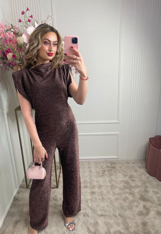 Sydney glitter jumpsuit brons