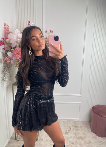 silver sparkle mesh body black