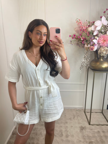 Lola cotton playsuit white