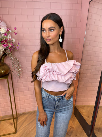 ruffle top baby pink