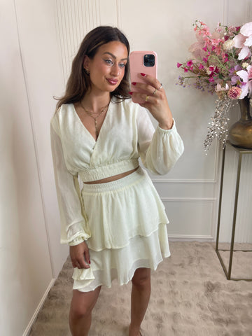 Silver diamond dots skirt creme
