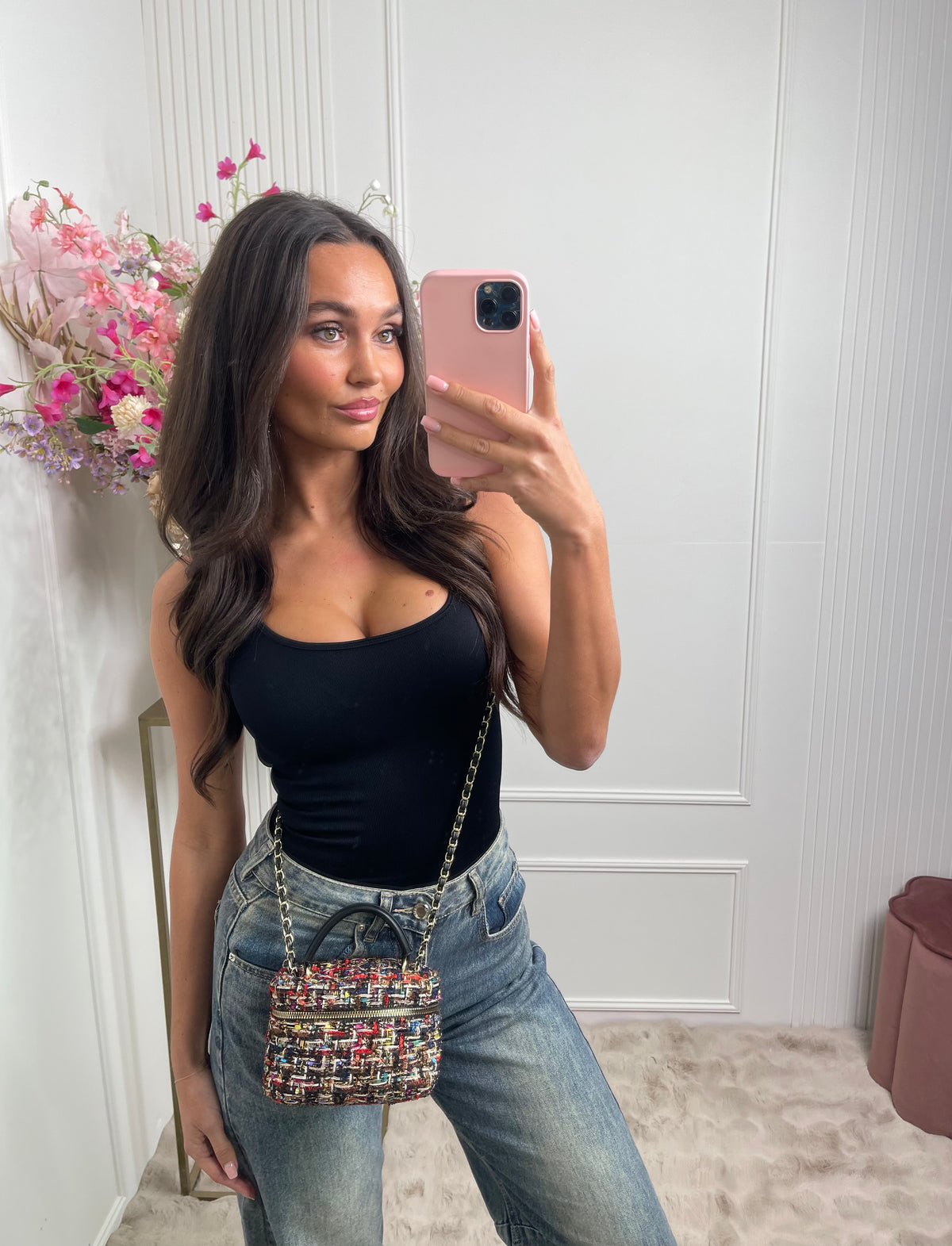 tweed vanity bag dark multicolour