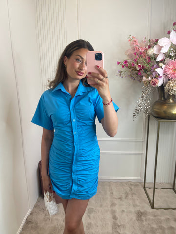 Jade blouse dress ocean blue