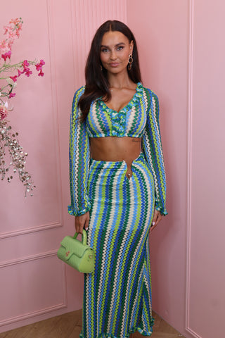 Kiara zig zag two pieces set green/blue