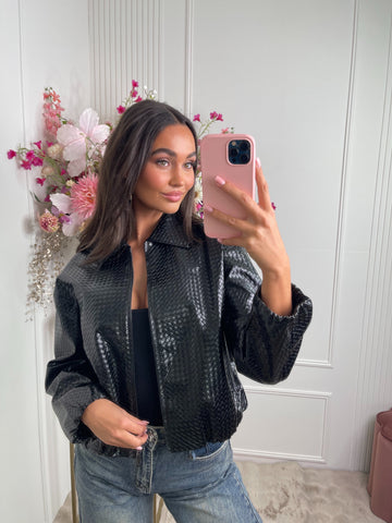 Kaylee leather print jacket black