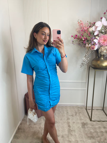 Jade blouse dress ocean blue