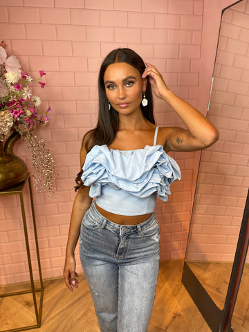 Ruffle top baby blue