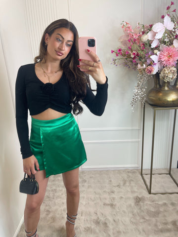 Rose long sleeve top black