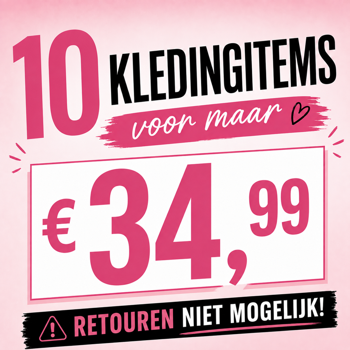 Kledingpakket 10 items voor €34,99