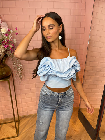 Ruffle top baby blue