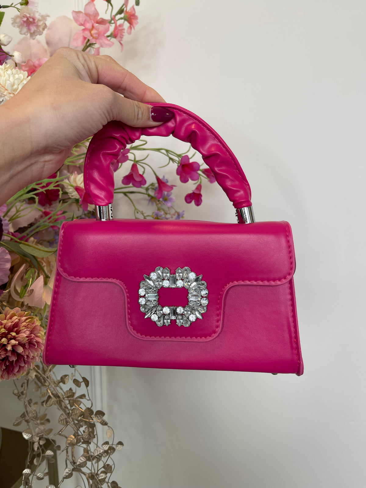 jolien silver detail bag fuchsia pink