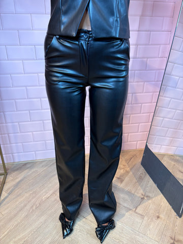 all day leather pants black