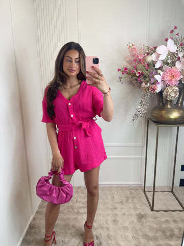 Lola cotton playsuit fuchsia pink