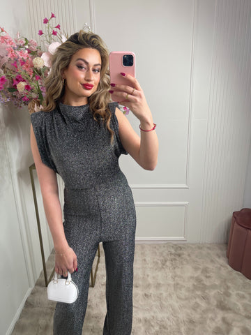 Sydney glitter jumpsuit silver