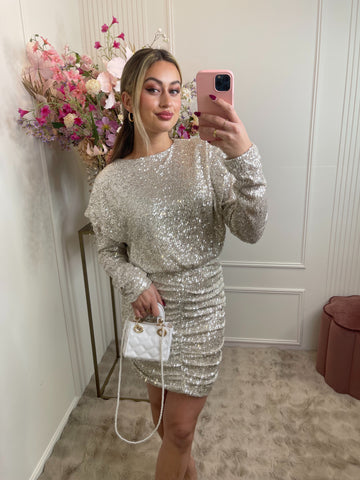 daisy pailletten dress silver