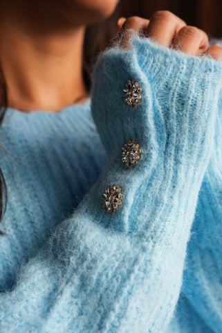 rowenna baby blue knit sweater