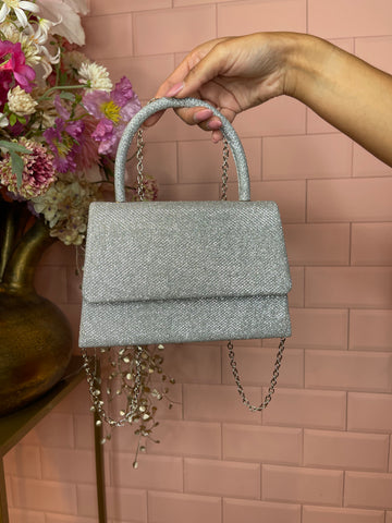 glitter bag silver