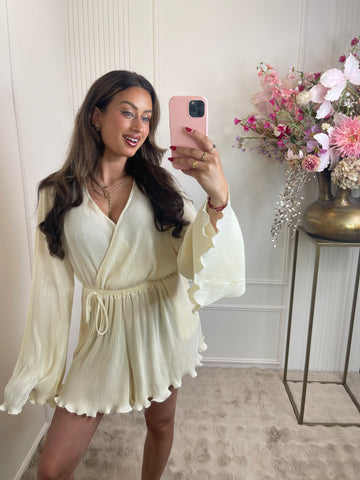 Rib playsuit creme