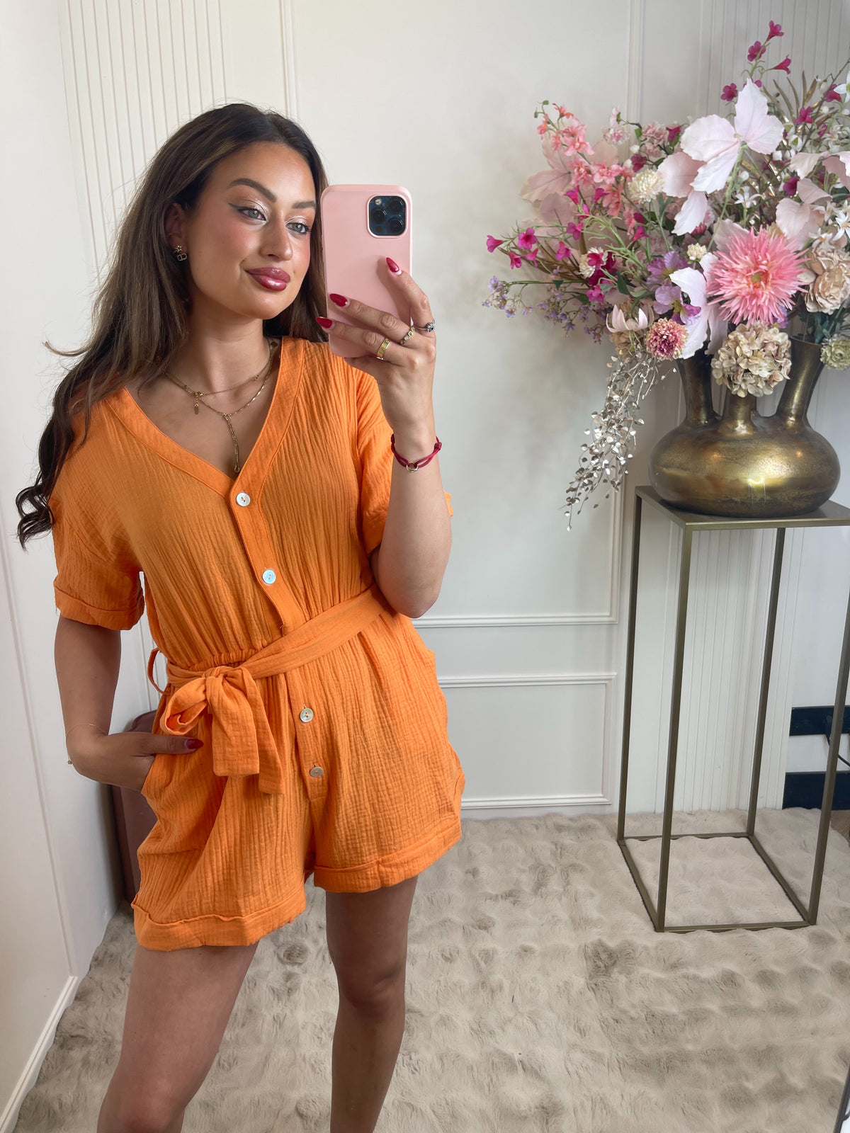 Lola cotton playsuit Orange