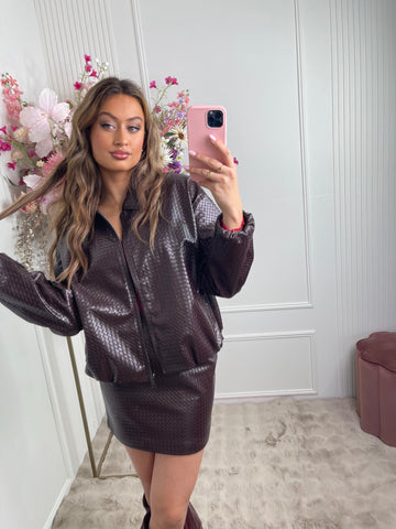 Kaylee leather print jacket bordeaux red