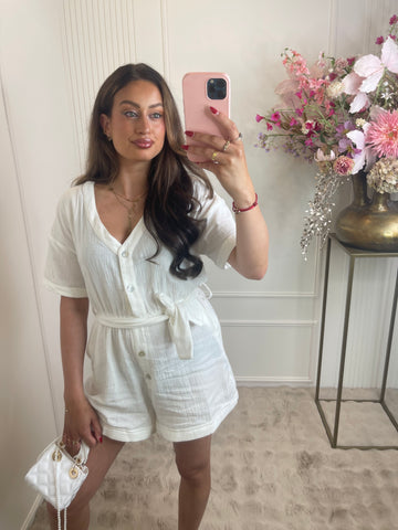 Lola cotton playsuit white