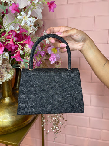 glitter bag black