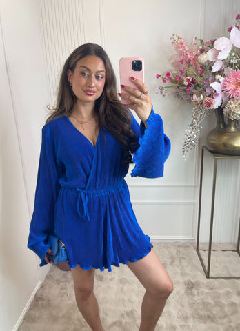Rib playsuit kobalt blue