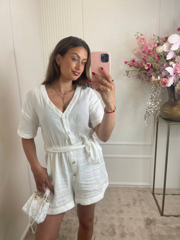 Lola cotton playsuit white