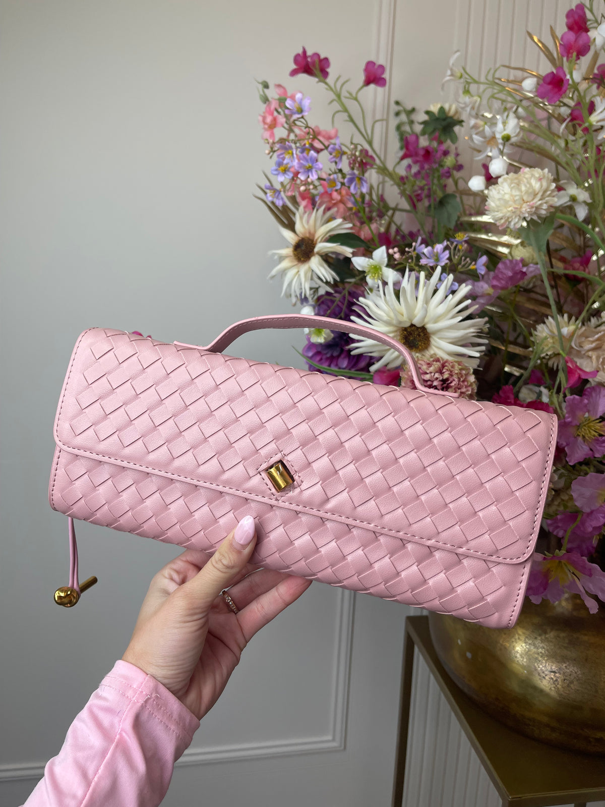 Roxanne print bag baby pink