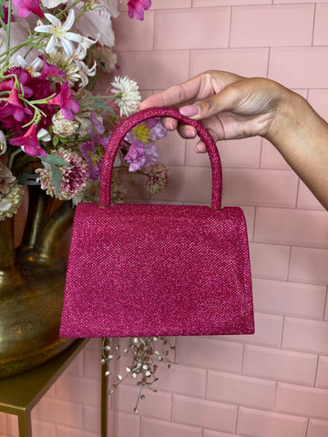 glitter bag fuchsia pink