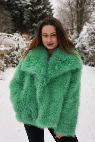 Faux fur jacket green