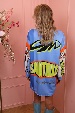 Roxanne print t-shirt dress baby blue