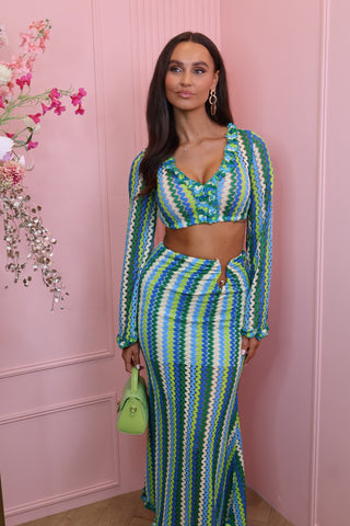Kiara zig zag two pieces set green/blue