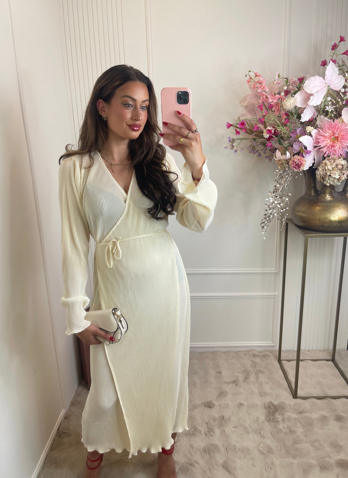 Yara long rib dress crème
