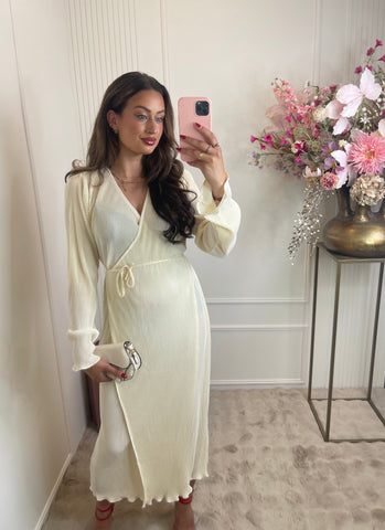 Yara long rib dress crème