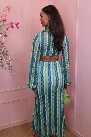 Kiara zig zag two pieces set green/blue
