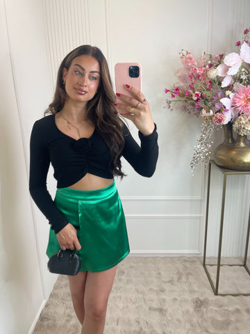 Rose long sleeve top black