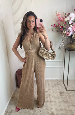 Beau rib jumpsuit beige