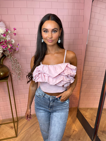 ruffle top baby pink