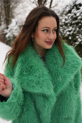 Faux fur jacket green