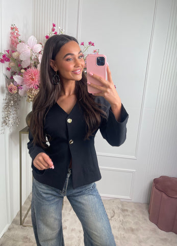 cinched waist blazer black