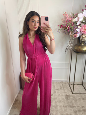 Beau rib jumpsuit fuchsia pink