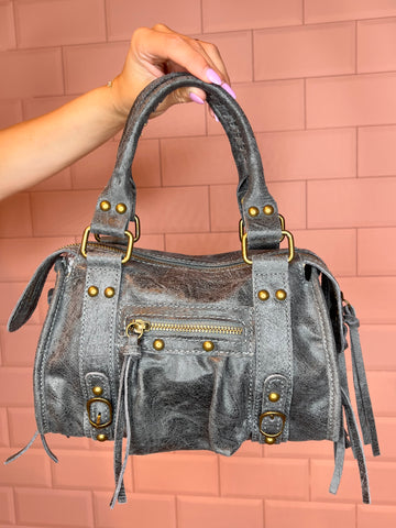 inspired real leather bag grey